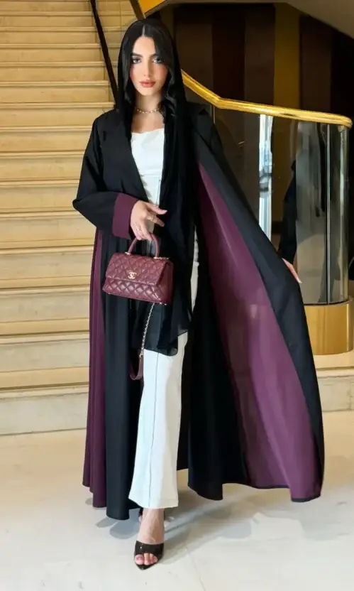 عباية ميم مع اللون البنفسجي الغامق