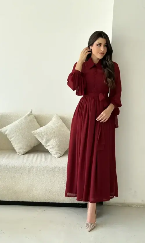 فستان ياقوت عنابي